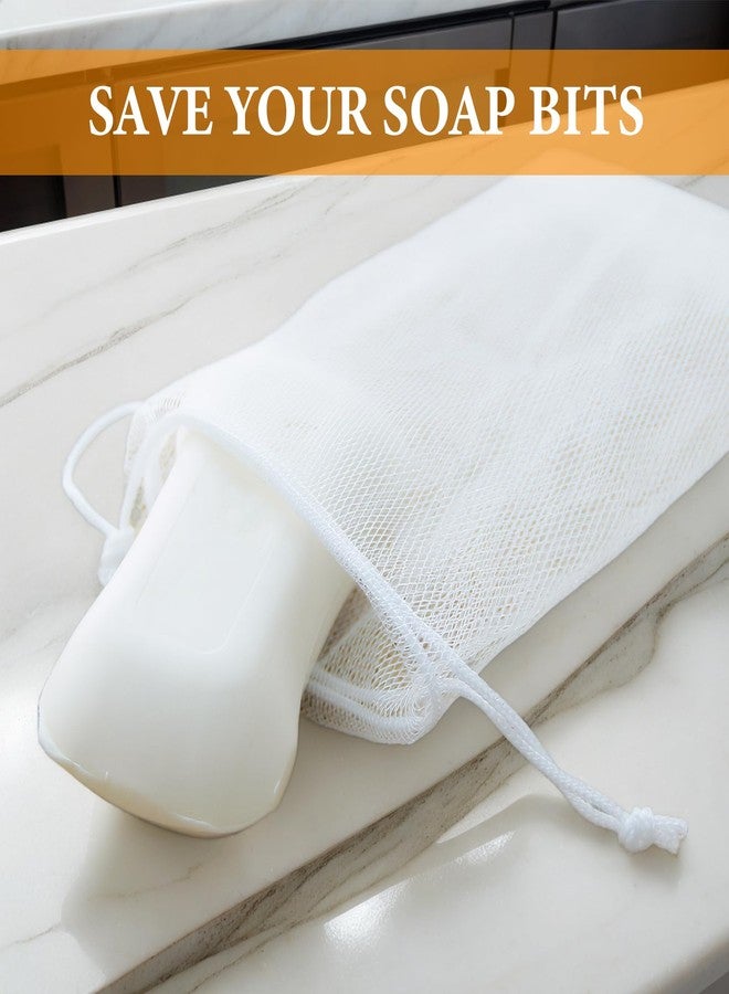 PKRFCJ 40 PCS Soap Saver Bag, Exfoliating Mesh Soap Saver Pouch Bags, Bubble Mesh Net Bags with Drawstring, Easy to Store, for Shower, Face Cleansing, White - Image 5